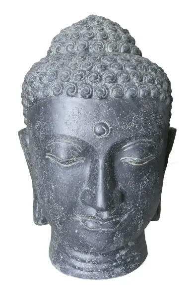 Product image 1 of the product “Buddha head as a water feature, 48x47x75 cm, cast stone, hollow, handcrafted & coloured 75 cm”